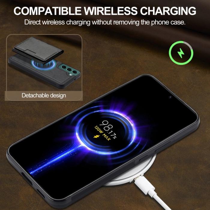 LC.imeeke - LC.IMEEKE L5 för Samsung Galaxy S22 5G Fodral Äkta läder - Svart