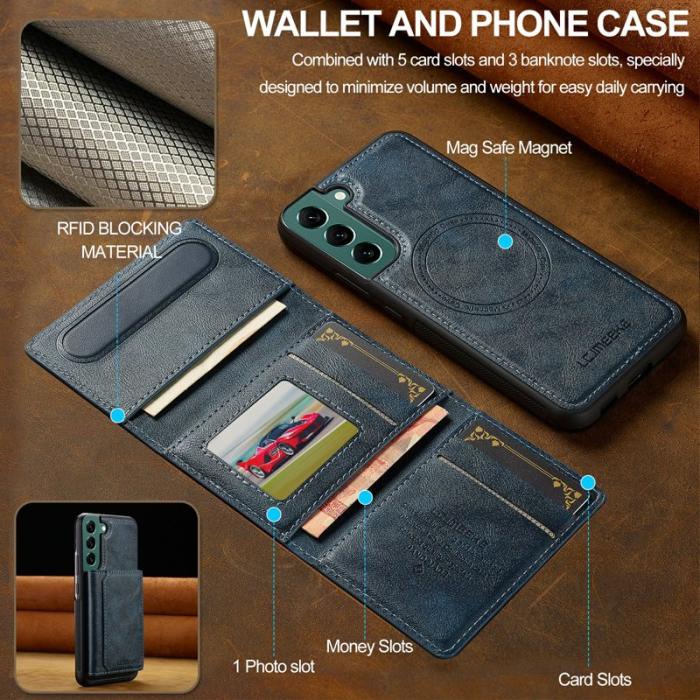 LC.imeeke - LC.IMEEKE L5 för Samsung Galaxy S22+ Fodral Äkta läder - Blå