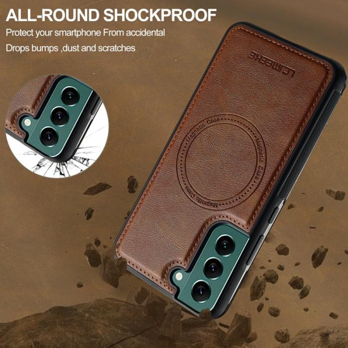 LC.imeeke - LC.IMEEKE L5 för Samsung Galaxy S22+ Fodral Äkta läder - Brun