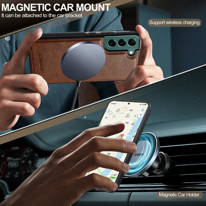 LC.imeeke - LC.IMEEKE L5 för Samsung Galaxy S22+ Fodral Äkta läder - Brun