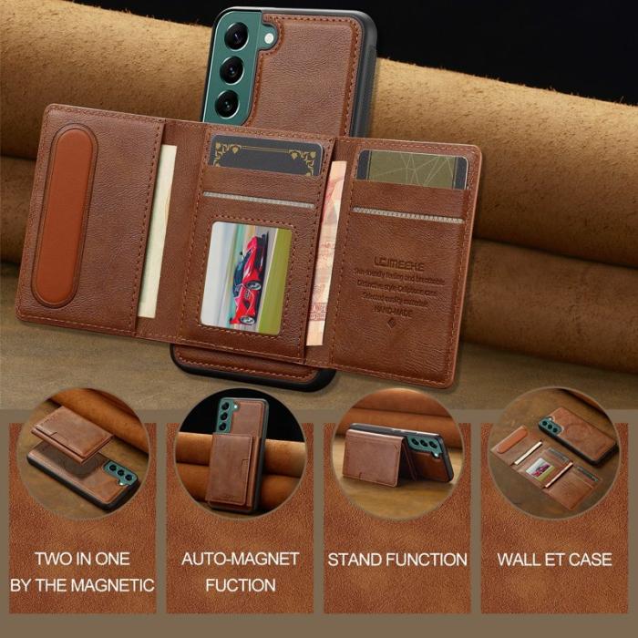 LC.imeeke - LC.IMEEKE L5 för Samsung Galaxy S22+ Fodral Äkta läder - Brun