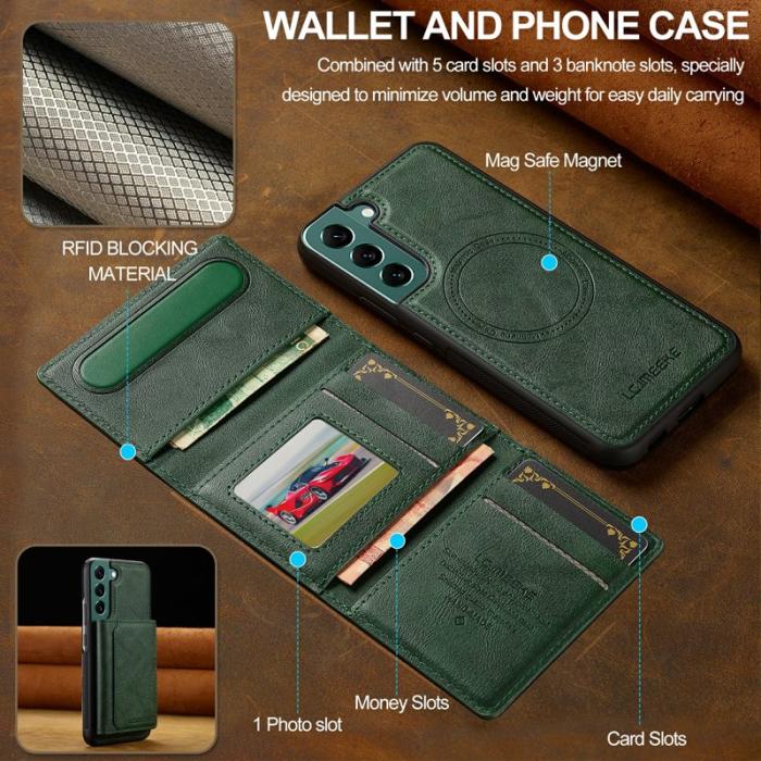 LC.imeeke - LC.IMEEKE L5 för Samsung Galaxy S22+ Fodral Äkta läder - Grön