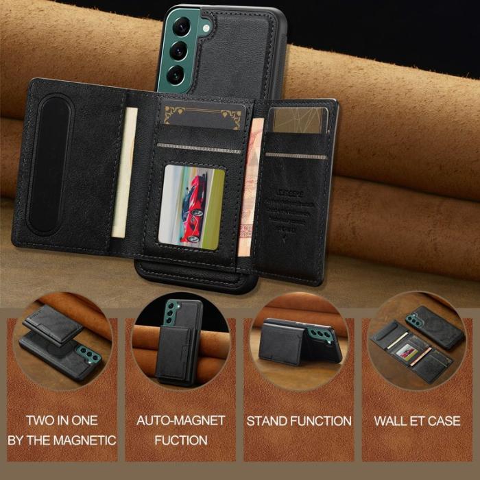 LC.imeeke - LC.IMEEKE L5 för Samsung Galaxy S22+ Fodral Äkta läder - Svart