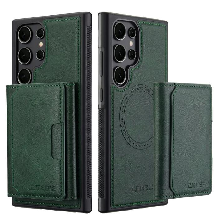LC.imeeke - LC.IMEEKE L5 för Samsung Galaxy S22 Ultra 5G Fodral Äkta läder - Grön