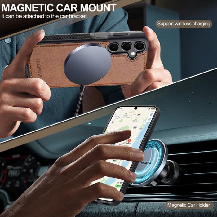 LC.imeeke - LC.IMEEKE L5 för Samsung Galaxy S23 FE Fodral Äkta läder - Brun