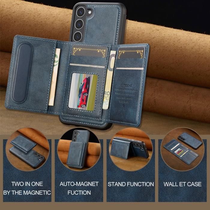 LC.imeeke - LC.IMEEKE L5 för Samsung Galaxy S23+ Fodral Äkta läder - Blå