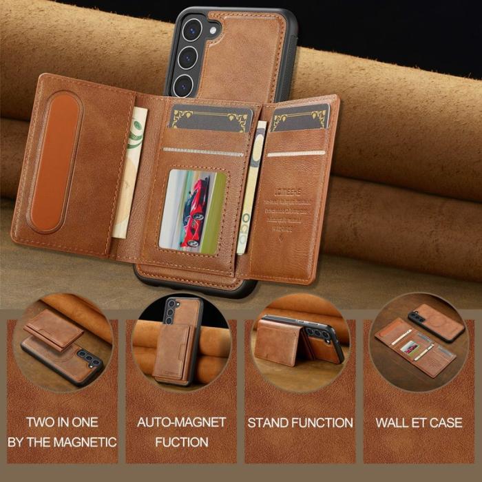 LC.imeeke - LC.IMEEKE L5 för Samsung Galaxy S23 Fodral Äkta läder - Brun