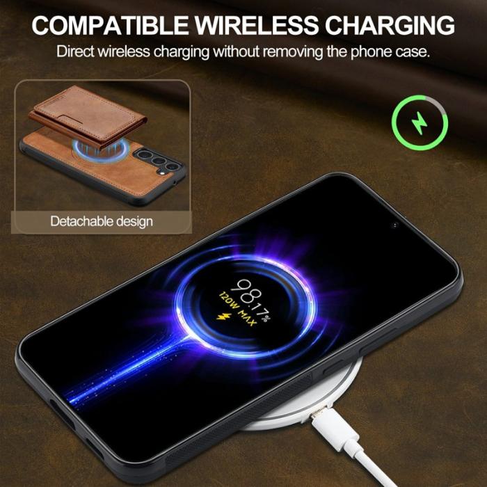 LC.imeeke - LC.IMEEKE L5 för Samsung Galaxy S23 Fodral Äkta läder - Brun