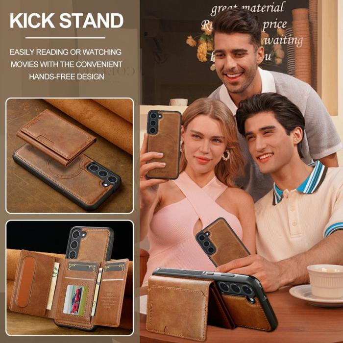 LC.imeeke - LC.IMEEKE L5 för Samsung Galaxy S23 Fodral Äkta läder - Brun