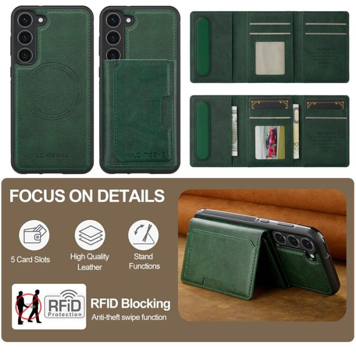 LC.imeeke - LC.IMEEKE L5 för Samsung Galaxy S23 Fodral Äkta läder - Grön