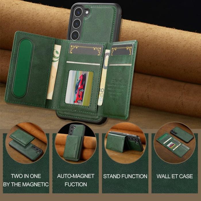 LC.imeeke - LC.IMEEKE L5 för Samsung Galaxy S23 Fodral Äkta läder - Grön