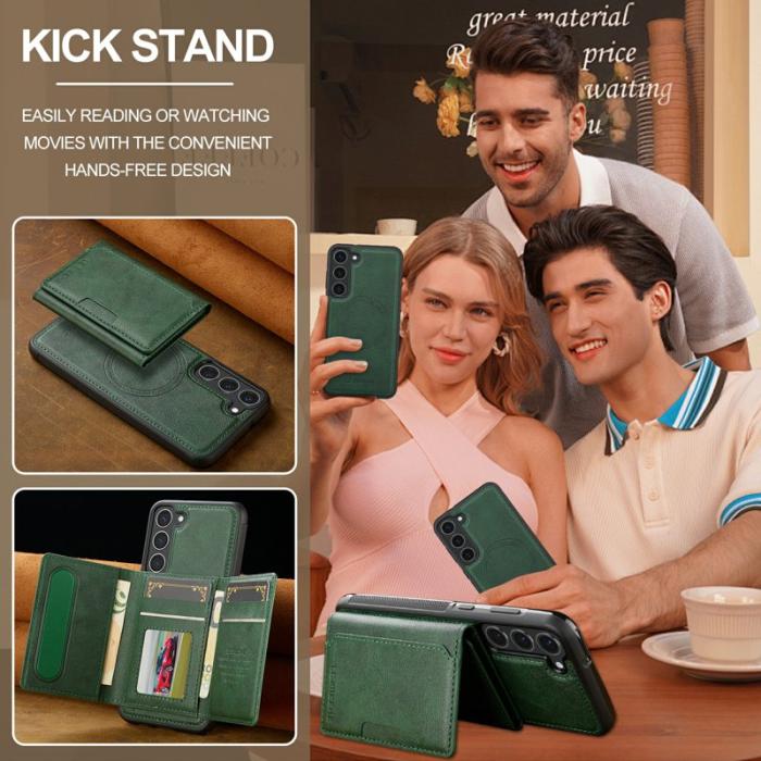 LC.imeeke - LC.IMEEKE L5 för Samsung Galaxy S23 Fodral Äkta läder - Grön