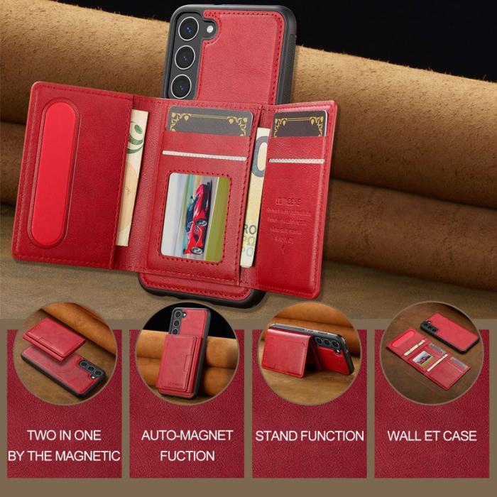 LC.imeeke - LC.IMEEKE L5 för Samsung Galaxy S23+ Fodral Äkta läder - Röd