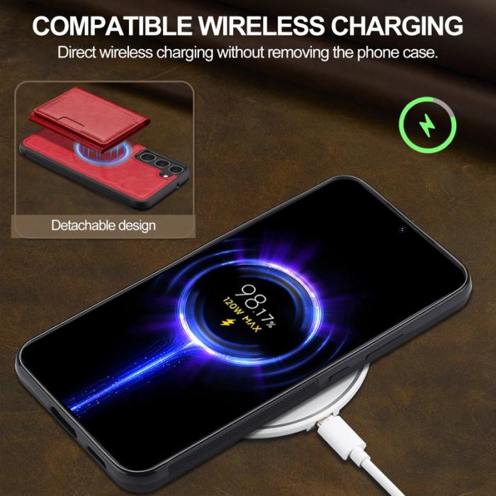 LC.imeeke - LC.IMEEKE L5 för Samsung Galaxy S23+ Fodral Äkta läder - Röd