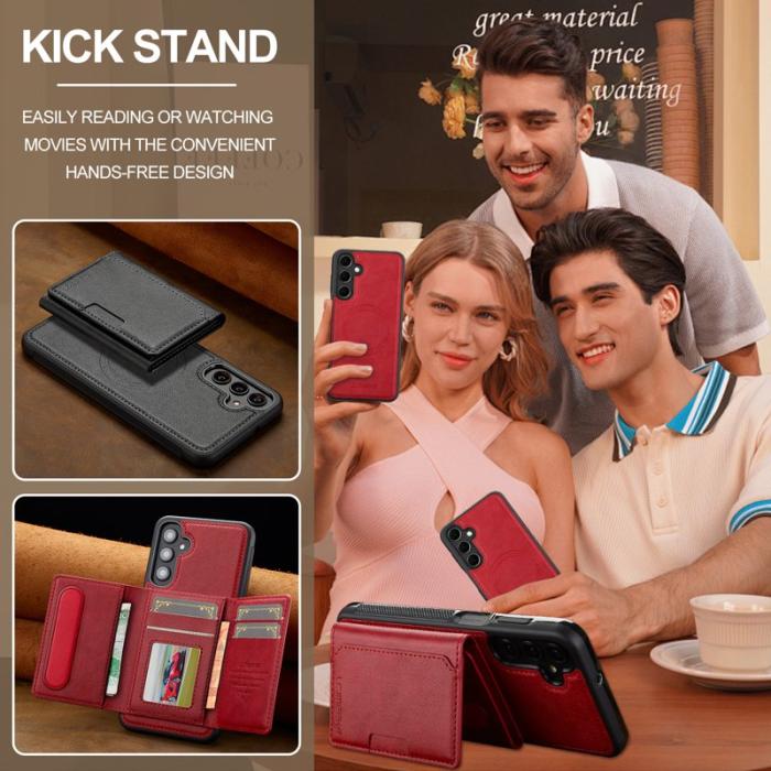 LC.imeeke - LC.IMEEKE L5 för Samsung Galaxy S24 FE Fodral Äkta läder - Röd