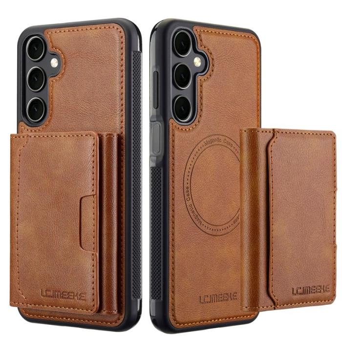 LC.imeeke - LC.IMEEKE L5 för Samsung Galaxy S24 Fodral Äkta läder - Brun