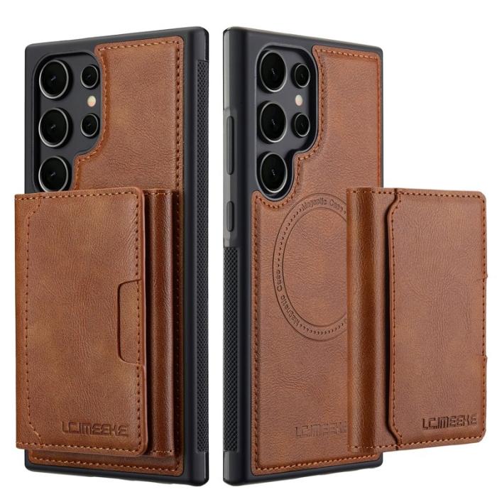 LC.imeeke - LC.IMEEKE L5 för Samsung Galaxy S24 Ultra Fodral Äkta läder - Brun