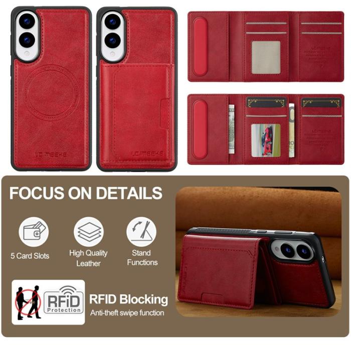 LC.imeeke - LC.IMEEKE L5 för Samsung Galaxy S25 Edge Fodral KonstLäder - Röd