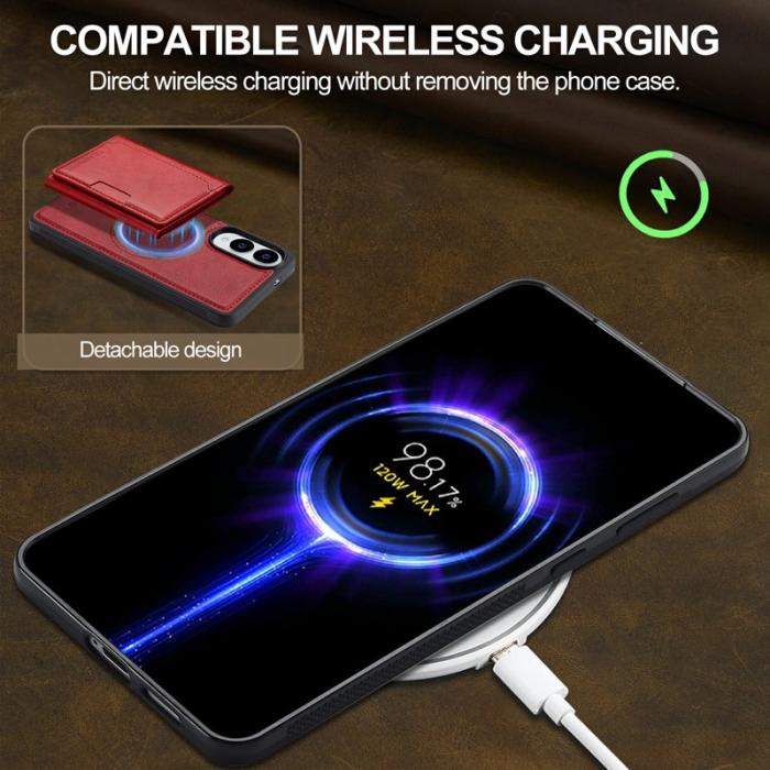 LC.imeeke - LC.IMEEKE L5 för Samsung Galaxy S25 Edge Fodral KonstLäder - Röd