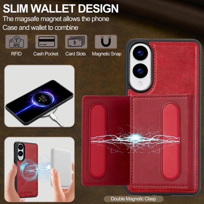 LC.imeeke - LC.IMEEKE L5 för Samsung Galaxy S25 Edge Fodral KonstLäder - Röd