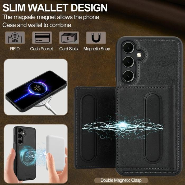 LC.imeeke - LC.IMEEKE L5 för Samsung Galaxy S25 FE Fodral Äkta läder - Svart