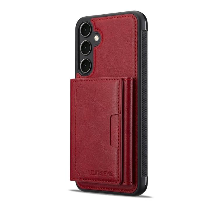 LC.imeeke - LC.IMEEKE L5 för Samsung Galaxy S25 Fodral Äkta läder - Röd