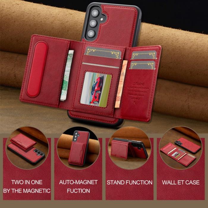 LC.imeeke - LC.IMEEKE L5 för Samsung Galaxy S25 Fodral Äkta läder - Röd