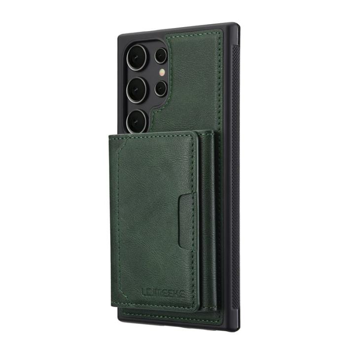 LC.imeeke - LC.IMEEKE L5 för Samsung Galaxy S25 Ultra Fodral Äkta läder - Grön
