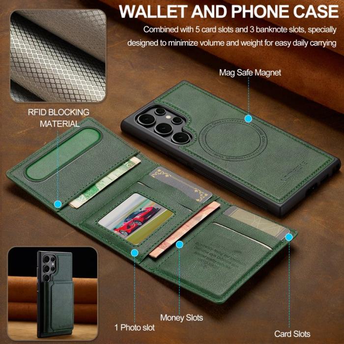 LC.imeeke - LC.IMEEKE L5 för Samsung Galaxy S25 Ultra Fodral Äkta läder - Grön