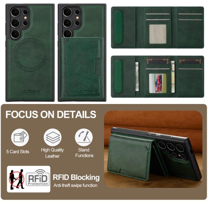 LC.imeeke - LC.IMEEKE L5 för Samsung Galaxy S25 Ultra Fodral Äkta läder - Grön