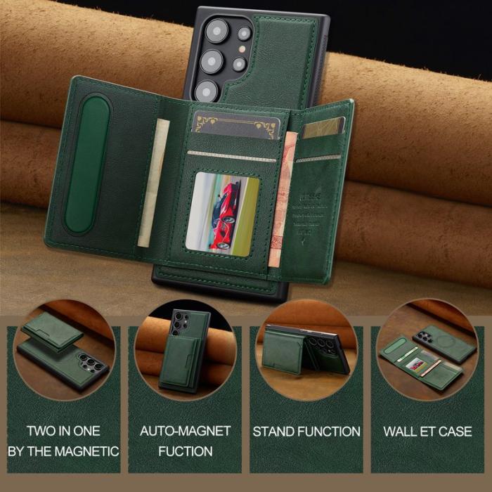 LC.imeeke - LC.IMEEKE L5 för Samsung Galaxy S25 Ultra Fodral Äkta läder - Grön