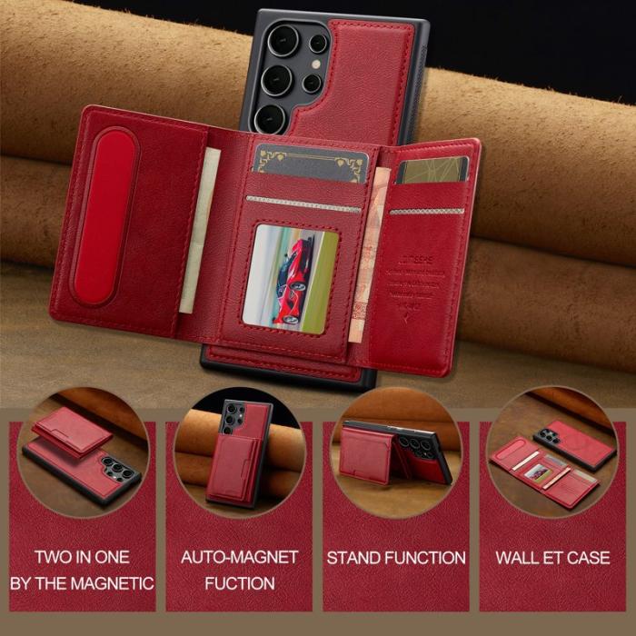 LC.imeeke - LC.IMEEKE L5 för Samsung Galaxy S25 Ultra Fodral Äkta läder - Röd