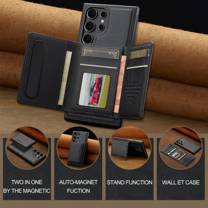 LC.imeeke - LC.IMEEKE L5 för Samsung Galaxy S25 Ultra Fodral Äkta läder - Svart