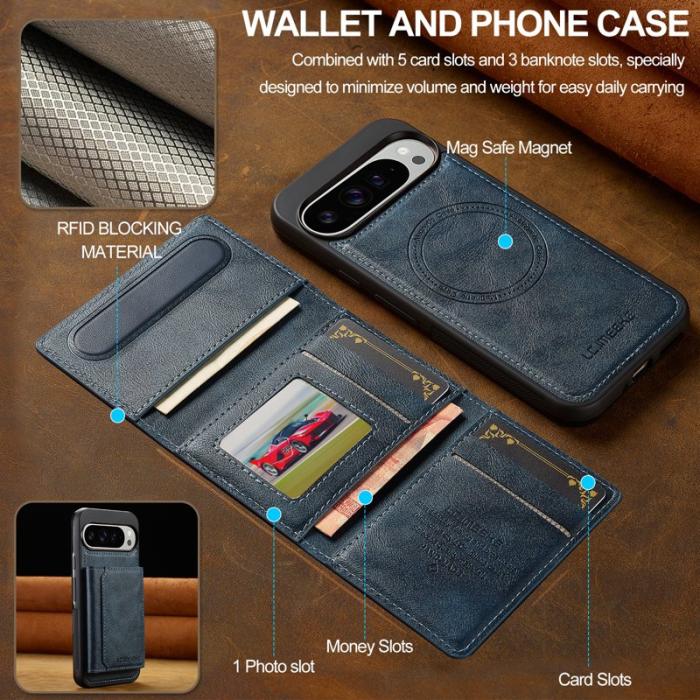 LC.imeeke - LC.IMEEKE L5 Fodral för Google Pixel 10 Pro Äkta läder - Blå