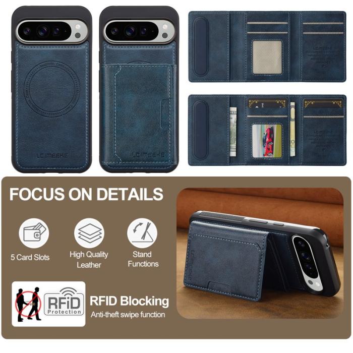 LC.imeeke - LC.IMEEKE L5 Fodral för Google Pixel 10 Pro Äkta läder - Blå