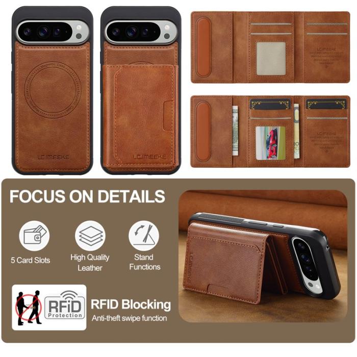LC.imeeke - LC.IMEEKE L5 Fodral för Google Pixel 10 Pro Äkta läder - Brun
