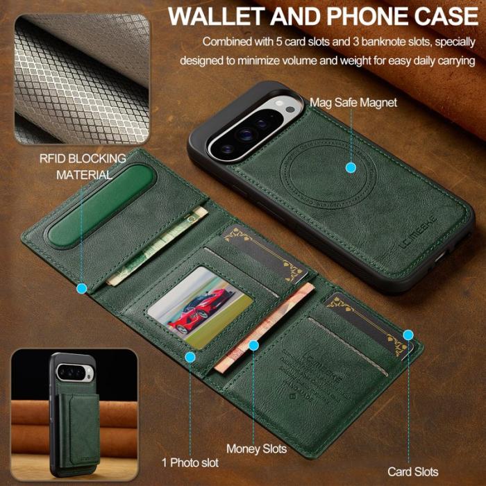 LC.imeeke - LC.IMEEKE L5 Fodral för Google Pixel 10 Pro Äkta läder - Grön
