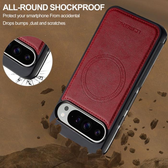 LC.imeeke - LC.IMEEKE L5 Fodral för Google Pixel 10 Pro - Äkta läder - Röd