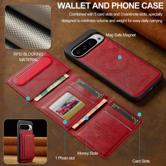 LC.imeeke - LC.IMEEKE L5 Fodral för Google Pixel 10 Pro - Äkta läder - Röd