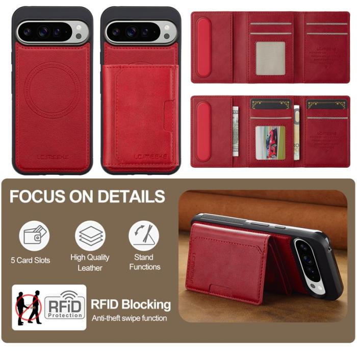 LC.imeeke - LC.IMEEKE L5 Fodral för Google Pixel 10 Pro - Äkta läder - Röd