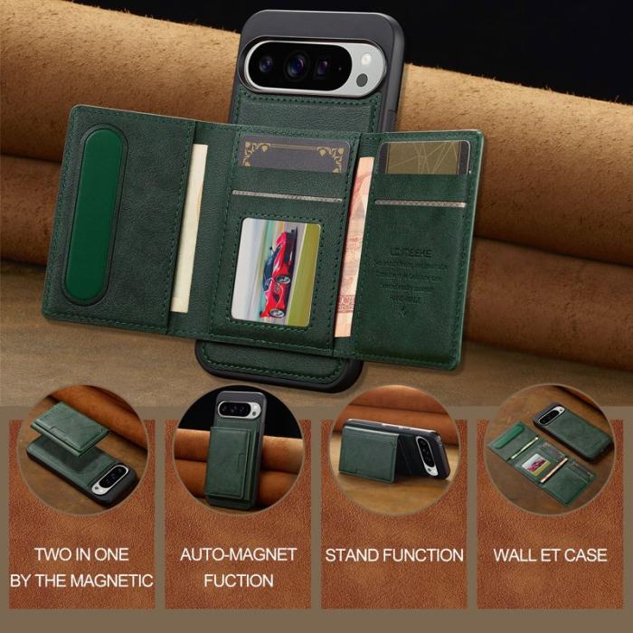 LC.imeeke - LC.IMEEKE L5 Fodral för Google Pixel 10 Pro XL - Äkta läder - Grön