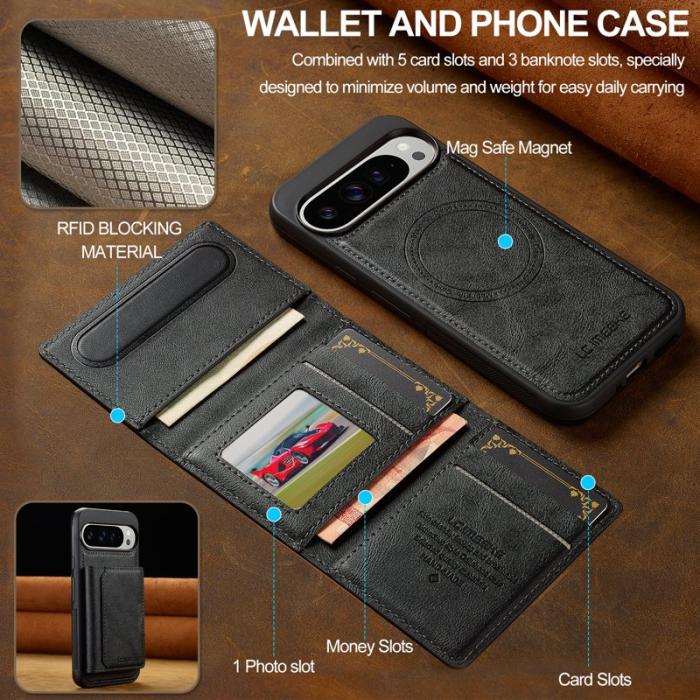 LC.imeeke - LC.IMEEKE L5 Fodral för Google Pixel 10 Pro XL - Äkta läder - Svart