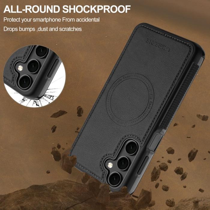 LC.imeeke - LC.IMEEKE L5 Fodral för Samsung Galaxy A16 4G/5G - Äkta läder - Svart