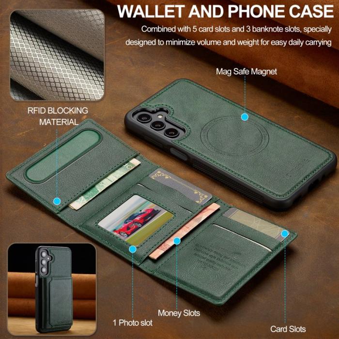 LC.imeeke - LC.IMEEKE L5 Fodral för Samsung Galaxy S24+ - Äkta läder - Grön