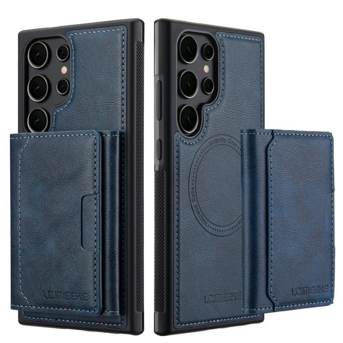 LC.imeeke - LC.IMEEKE L5 Fodral för Samsung Galaxy S24 Ultra - Äkta läder - Blå