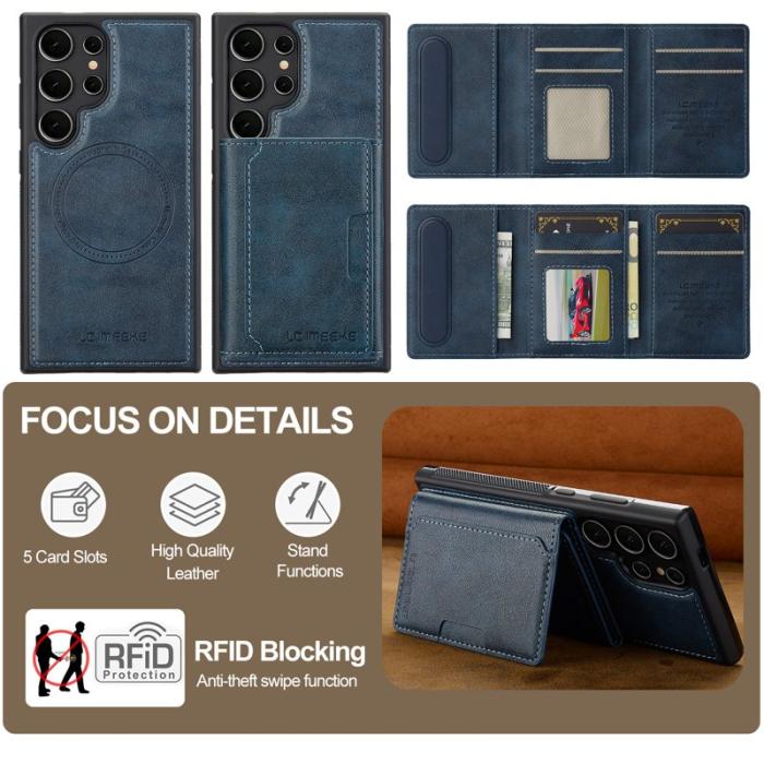 LC.imeeke - LC.IMEEKE L5 Fodral för Samsung Galaxy S24 Ultra - Äkta läder - Blå