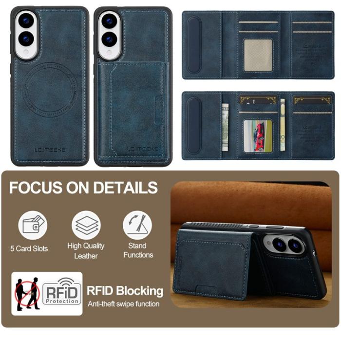 LC.imeeke - LC.IMEEKE L5 Fodral för Samsung Galaxy S25 Edge - KonstLäder - Blå