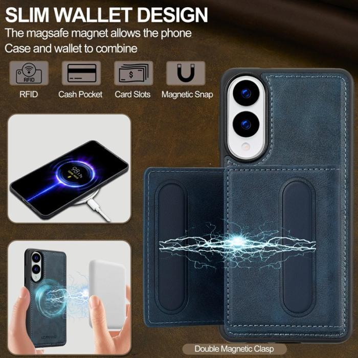 LC.imeeke - LC.IMEEKE L5 Fodral för Samsung Galaxy S25 Edge - KonstLäder - Blå