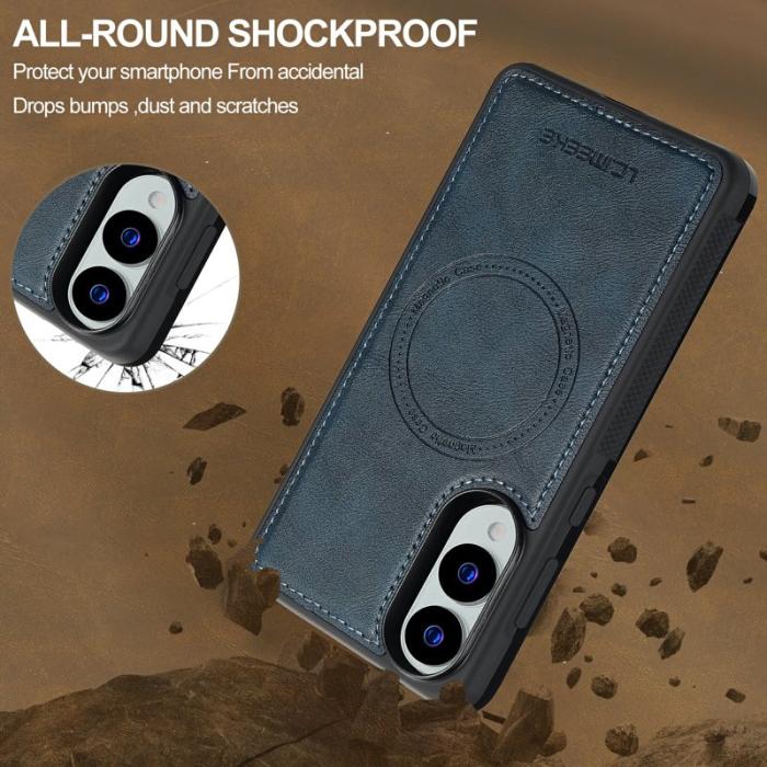 LC.imeeke - LC.IMEEKE L5 Fodral för Samsung Galaxy S25 Edge - KonstLäder - Blå