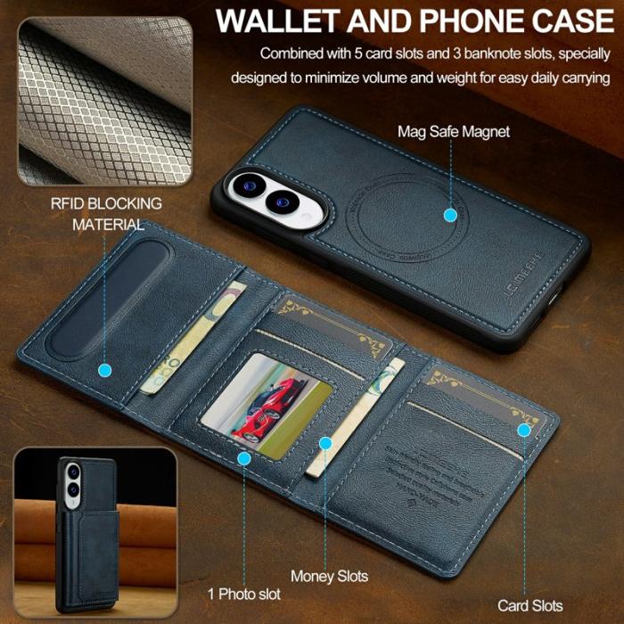 LC.imeeke - LC.IMEEKE L5 Fodral för Samsung Galaxy S25 Edge - KonstLäder - Blå